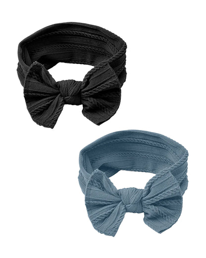 Syga Black & Navy Blue Headbands-Solid-Cotton Blend-Pack Of 2-For Infants