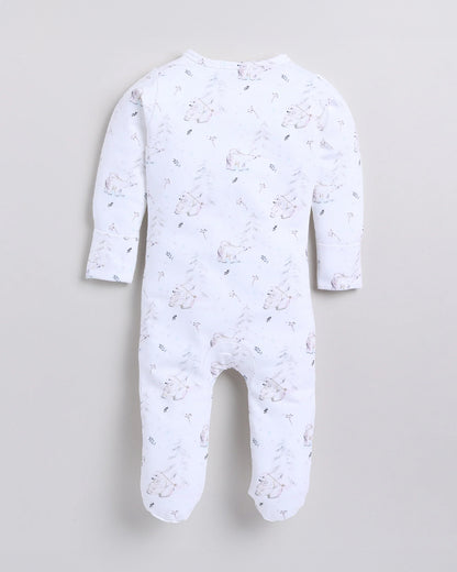 Cot & Candy Baby White Sleepsuit-Constellation Bear-Organic Cotton-For Infants