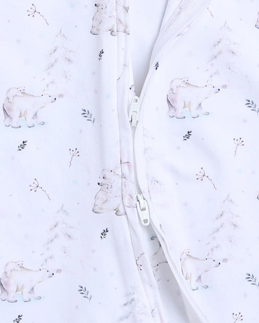 Cot & Candy Baby White Sleepsuit-Constellation Bear-Organic Cotton-For Infants