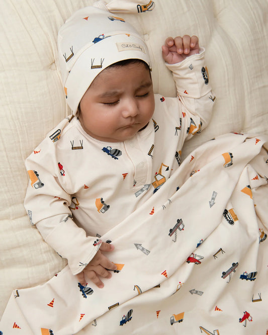 Cot & Candy Baby Cream Cap-Construction-Organic Cotton-For Infants