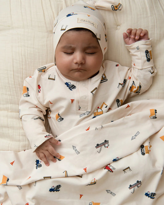 Cot & Candy Baby Cream Cap-Construction-Organic Cotton-For Infants