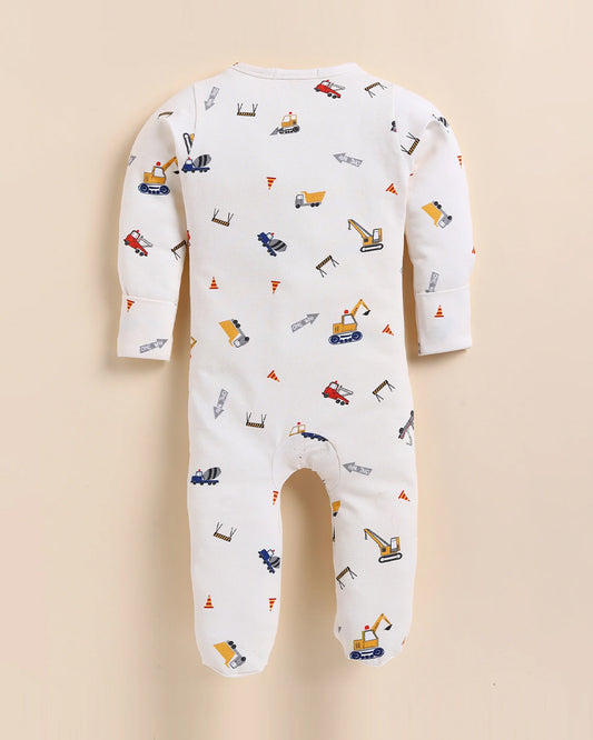 Cot & Candy Baby Cream Sleepsuit-Construction-Organic Cotton-For Infants