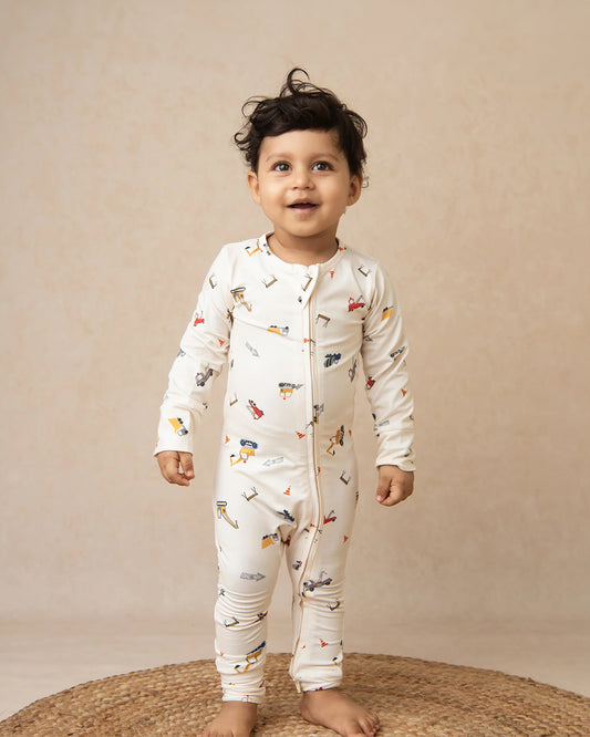 Cot & Candy Baby Cream Sleepsuit-Construction-Organic Cotton-For Infants