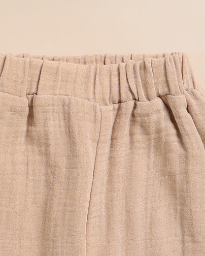 Cot & Candy Baby Tan Joggers-Latte-Organic Muslin-For Infants