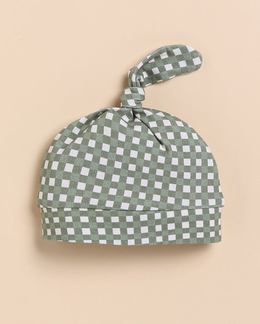 Cot & Candy Baby Grey Cap-Mineral Gingham-Organic Cotton-For Infants