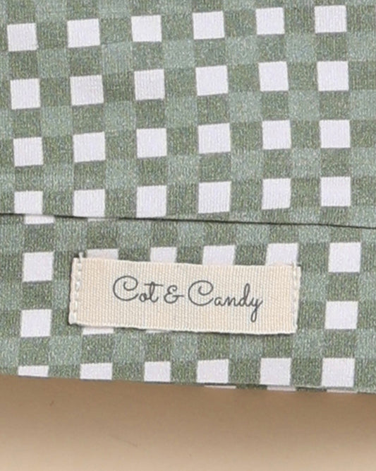 Cot & Candy Baby Grey Cap-Mineral Gingham-Organic Cotton-For Infants