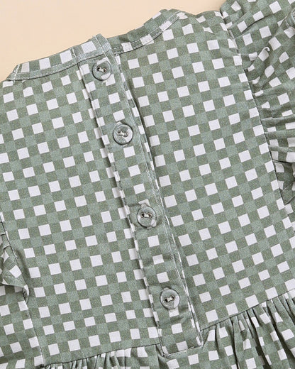 Cot & Candy Baby Grey Frock Dress-Mineral Gingham-Organic Cotton-For Infants