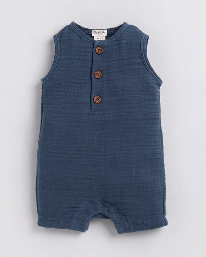 Cot & Candy Baby Navy Blue Romper-Navy-Organic Muslin-For Infants