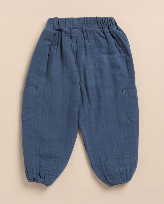 Cot & Candy Baby Navy Blue Joggers-Navy-Organic Muslin-For Infants