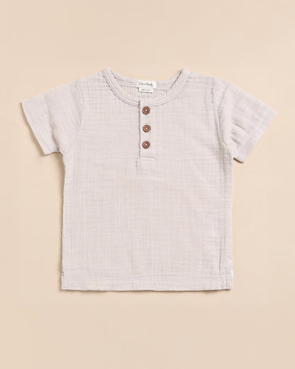 Cot & Candy Baby Off White Short Sleeves T-Shirt-Oatmeal-Organic Muslin-For Infants