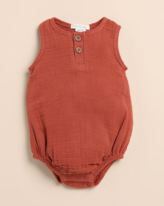 Cot & Candy Baby Crimson Red Romper-Pincante-Organic Muslin-For Infants