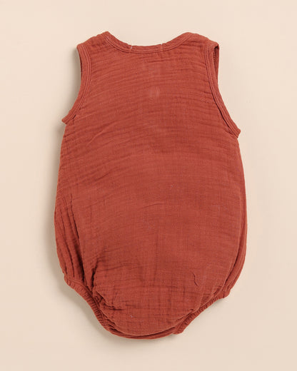 Cot & Candy Baby Crimson Red Romper-Pincante-Organic Muslin-For Infants