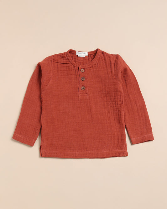 Cot & Candy Baby Crimson Red Long Sleeves T-Shirt-Pincante-Organic Muslin-For Infants