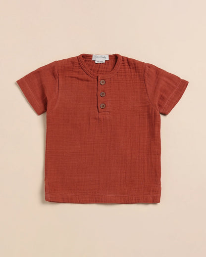 Cot & Candy Baby Crimson Red Short Sleeves T-Shirt-Pincante-Organic Muslin-For Infants