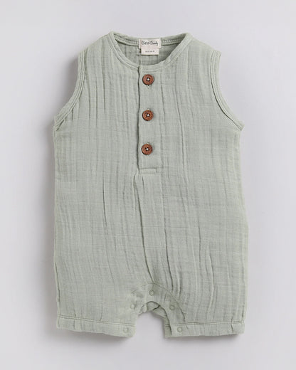 Cot & Candy Baby Sage Green Romper-Sage-Organic Muslin-For Infants