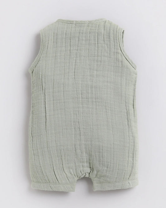 Cot & Candy Baby Sage Green Romper-Sage-Organic Muslin-For Infants