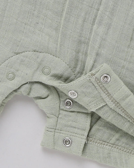 Cot & Candy Baby Sage Green Romper-Sage-Organic Muslin-For Infants