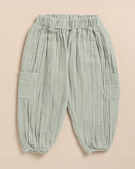 Cot & Candy Baby Sage Green Joggers-Sage-Organic Muslin-For Infants