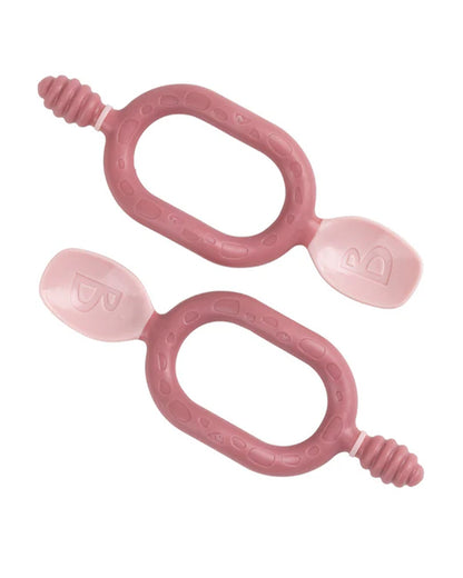 Bibado Dippit Multi Stage Baby Weaning Spoon and Dipper-For Self Feeding Infants-Blush-Pack of 2