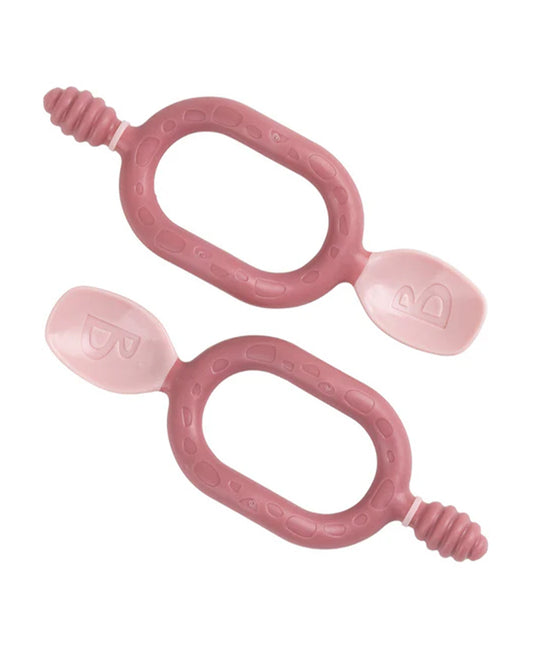 Bibado Dippit Multi Stage Baby Weaning Spoon and Dipper-For Self Feeding Infants-Blush-Pack of 2