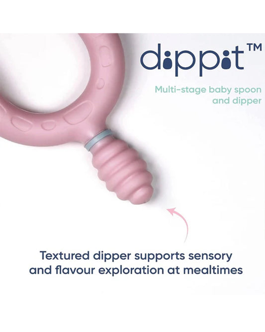 Bibado Dippit Multi Stage Baby Weaning Spoon and Dipper-For Self Feeding Infants-Blush-Pack of 2
