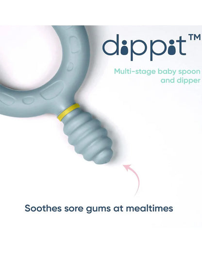 Bibado Dippit Multi Stage Baby Weaning Spoon and Dipper-For Self Feeding Infants-Blush-Pack of 2