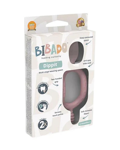 Bibado Dippit Multi Stage Baby Weaning Spoon and Dipper-For Self Feeding Infants-Blush-Pack of 2