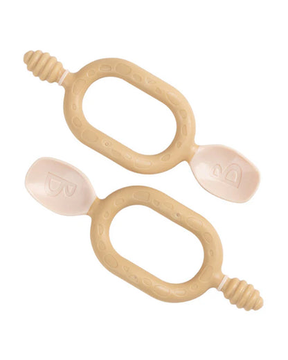 Bibado Dippit Multi Stage Baby Weaning Spoon and Dipper-For Self Feeding Infants-Fawn-Pack of 2