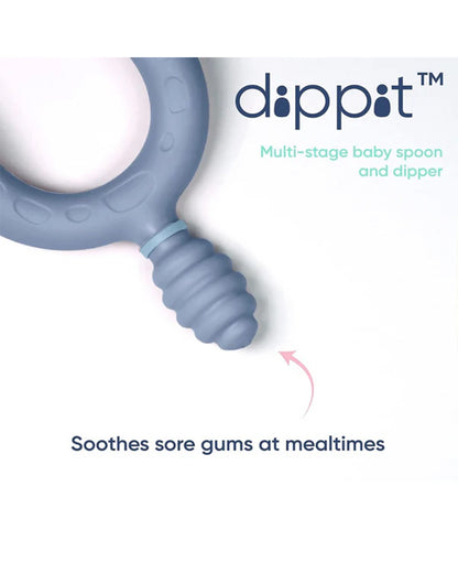 Bibado Dippit Multi Stage Baby Weaning Spoon and Dipper-For Self Feeding Infants-Fawn-Pack of 2