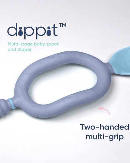 Bibado Dippit Multi Stage Baby Weaning Spoon and Dipper-For Self Feeding Infants-Fawn-Pack of 2