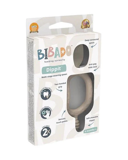 Bibado Dippit Multi Stage Baby Weaning Spoon and Dipper-For Self Feeding Infants-Fawn-Pack of 2