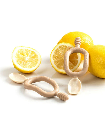 Bibado Dippit Multi Stage Baby Weaning Spoon and Dipper-For Self Feeding Infants-Fawn-Pack of 2