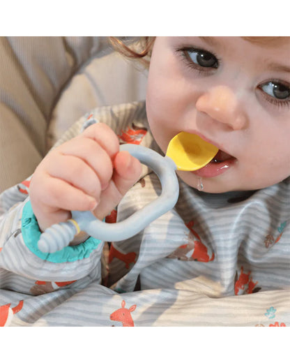 Bibado Dippit Multi Stage Baby Weaning Spoon and Dipper-For Self Feeding Infants-Green & Grey-Pack of 2