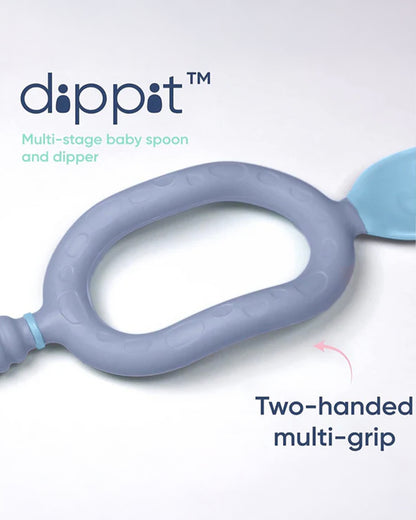 Bibado Dippit Multi Stage Baby Weaning Spoon and Dipper-For Self Feeding Infants-Mint-Pack of 2