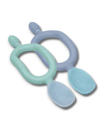 Bibado Dippit Multi Stage Baby Weaning Spoon and Dipper-For Self Feeding Infants-Mint & Blue-Pack of 2