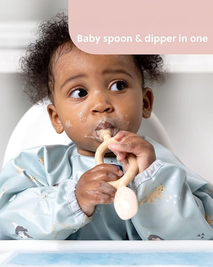Bibado Dippit Multi Stage Baby Weaning Spoon and Dipper-For Self Feeding Infants-Mint & Blue-Pack of 2