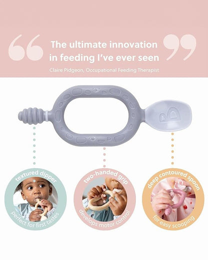 Bibado Dippit Multi Stage Baby Weaning Spoon and Dipper-For Self Feeding Infants-Mint & Blue-Pack of 2