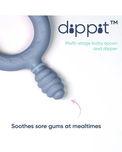 Bibado Dippit Multi Stage Baby Weaning Spoon and Dipper-For Self Feeding Infants-Mint & Blue-Pack of 2