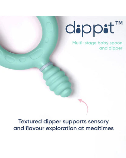 Bibado Dippit Multi Stage Baby Weaning Spoon and Dipper-For Self Feeding Infants-Mint & Blue-Pack of 2