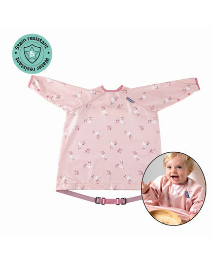 Bibado Long Sleeve Coverall Weaning Bib-Curious Cottontails-Adjustable Straps-For Infants