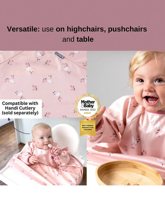 Bibado Long Sleeve Coverall Weaning Bib-Curious Cottontails-Adjustable Straps-For Infants