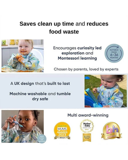 Bibado Long Sleeve Coverall Weaning Bib-Curious Cottontails-Adjustable Straps-For Infants