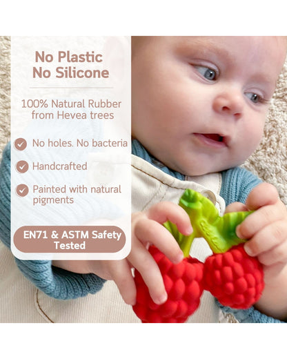 Oli & Carol Valery The Raspberry-Natural Rubber Teether-Soft & Flexible-0M+