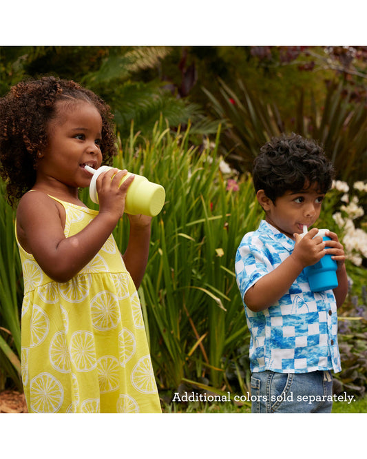 Infantino My 1st Tumbler-Leak Resistant Straw-Easy to Clean-Lightweight-Easy to Hold-Silicone Tumbler-Ocean-6M to 48M