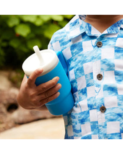 Infantino My 1st Tumbler-Leak Resistant Straw-Easy to Clean-Lightweight-Easy to Hold-Silicone Tumbler-Ocean-6M to 48M