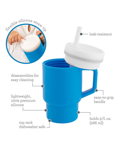 Infantino My 1st Tumbler-Leak Resistant Straw-Easy to Clean-Lightweight-Easy to Hold-Silicone Tumbler-Ocean-6M to 48M