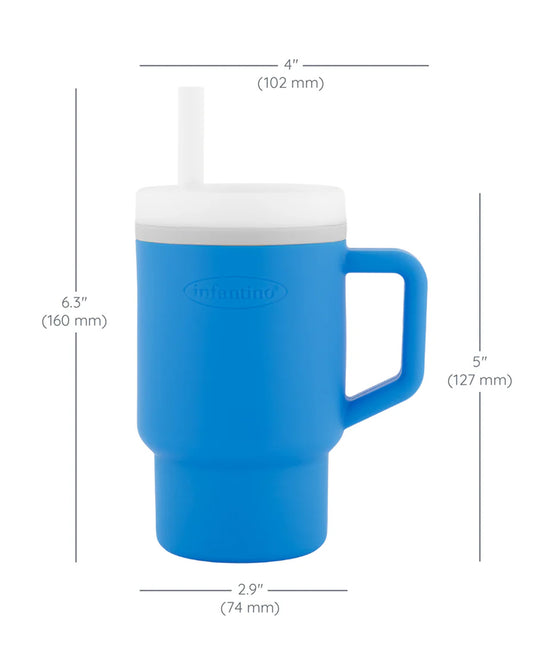 Infantino My 1st Tumbler-Leak Resistant Straw-Easy to Clean-Lightweight-Easy to Hold-Silicone Tumbler-Ocean-6M to 48M