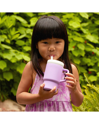 Infantino My 1st Tumbler-Leak Resistant Straw-Easy to Clean-Lightweight-Easy to Hold-Silicone Tumbler-Lilac-6M to 48M