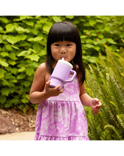 Infantino My 1st Tumbler-Leak Resistant Straw-Easy to Clean-Lightweight-Easy to Hold-Silicone Tumbler-Lilac-6M to 48M