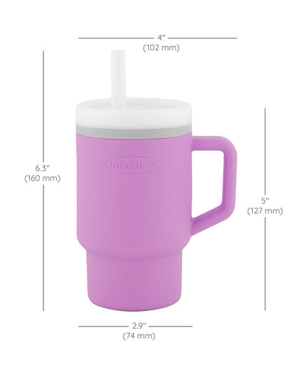 Infantino My 1st Tumbler-Leak Resistant Straw-Easy to Clean-Lightweight-Easy to Hold-Silicone Tumbler-Lilac-6M to 48M